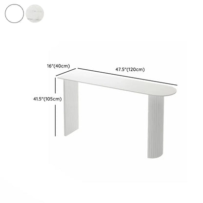 Table haute de bar moderne, plateau en pierre, double piétement aux formes libres