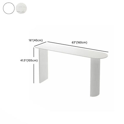 Table haute de bar moderne, plateau en pierre, double piétement aux formes libres