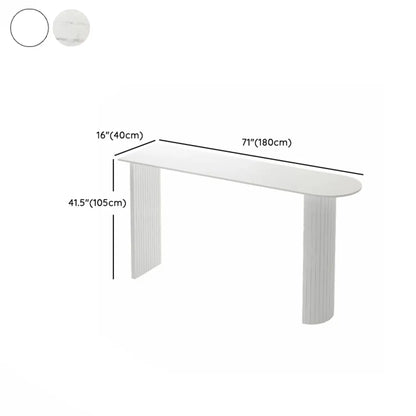 Table haute de bar moderne, plateau en pierre, double piétement aux formes libres