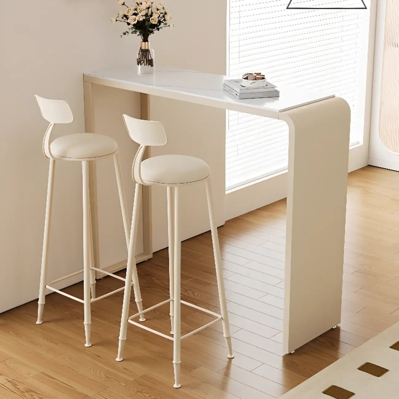 Table de bar bistro rectangulaire moderne en quartz blanc pour cuisine
