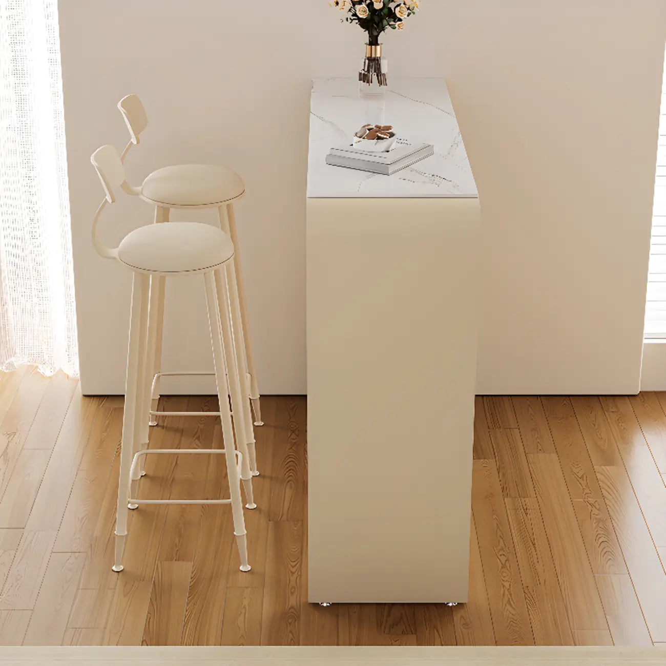 Table de bar bistro rectangulaire moderne en quartz blanc pour cuisine