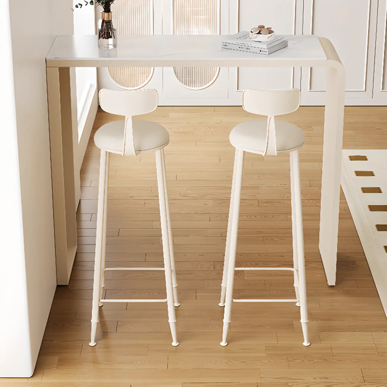 Table de bar bistro rectangulaire moderne en quartz blanc pour cuisine