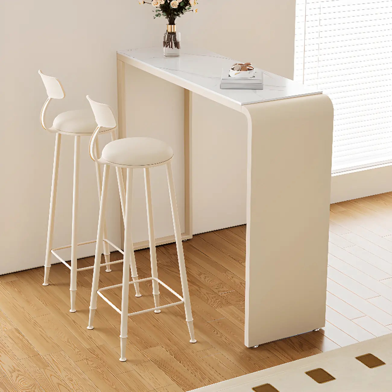 Table de bar bistro rectangulaire moderne en quartz blanc pour cuisine