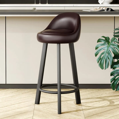 Tabourets de bar minimalistes ronds à trépied en similicuir