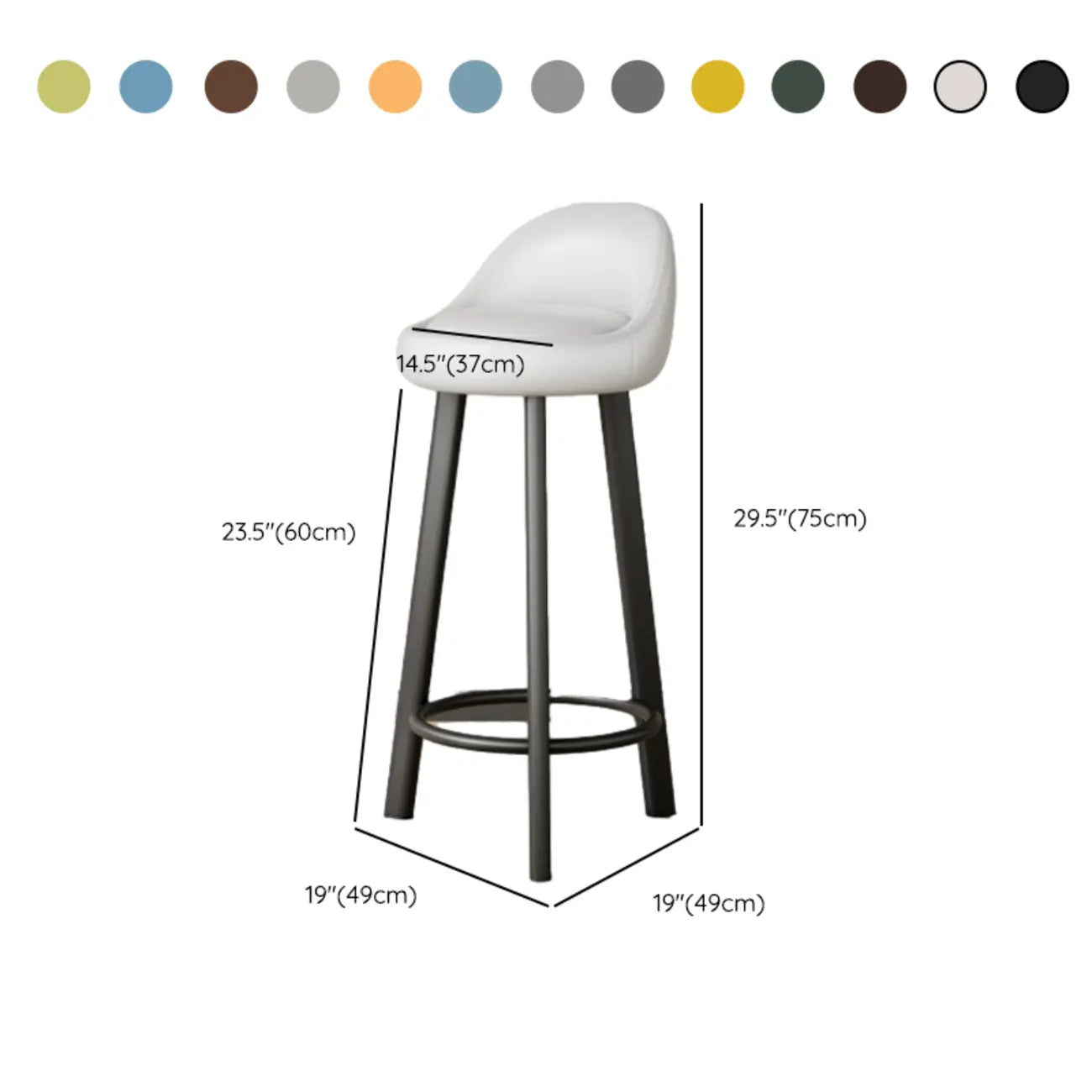Tabourets de bar minimalistes ronds à trépied en similicuir