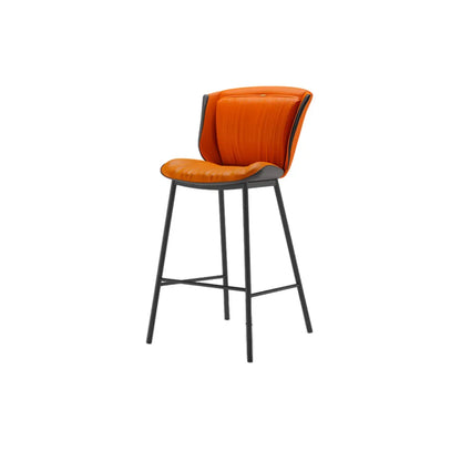 Tabouret de bar moderne de luxe avec coussin trapézoïdal, revêtement en microfibre et acier au carbone