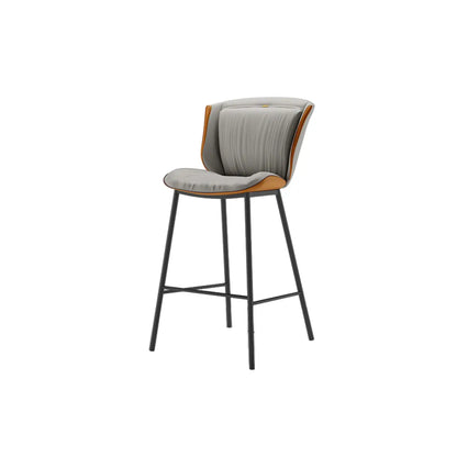 Tabouret de bar moderne de luxe avec coussin trapézoïdal, revêtement en microfibre et acier au carbone