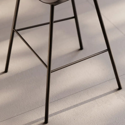 Tabouret de bar moderne de luxe avec coussin trapézoïdal, revêtement en microfibre et acier au carbone
