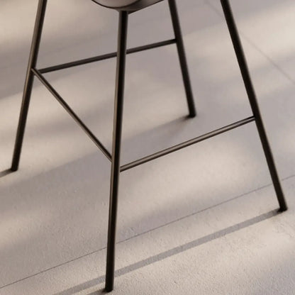 Tabouret de bar moderne de luxe avec coussin trapézoïdal, revêtement en microfibre et acier au carbone
