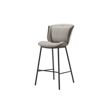 Tabouret de bar moderne de luxe avec coussin trapézoïdal, revêtement en microfibre et acier au carbone