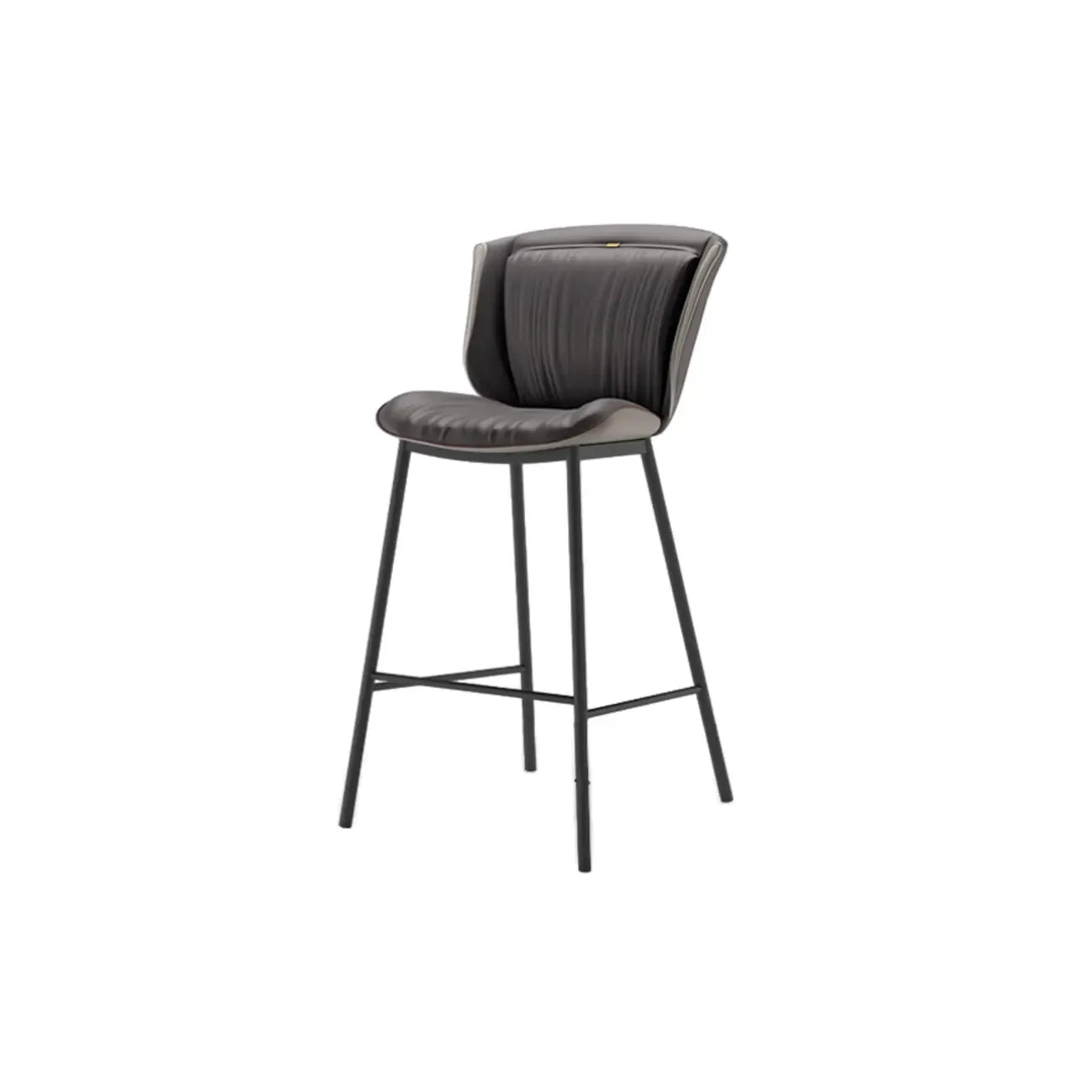 Tabouret de bar moderne de luxe avec coussin trapézoïdal, revêtement en microfibre et acier au carbone