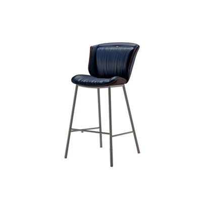 Tabouret de bar moderne de luxe avec coussin trapézoïdal, revêtement en microfibre et acier au carbone