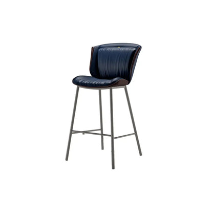 Tabouret de bar moderne de luxe avec coussin trapézoïdal, revêtement en microfibre et acier au carbone