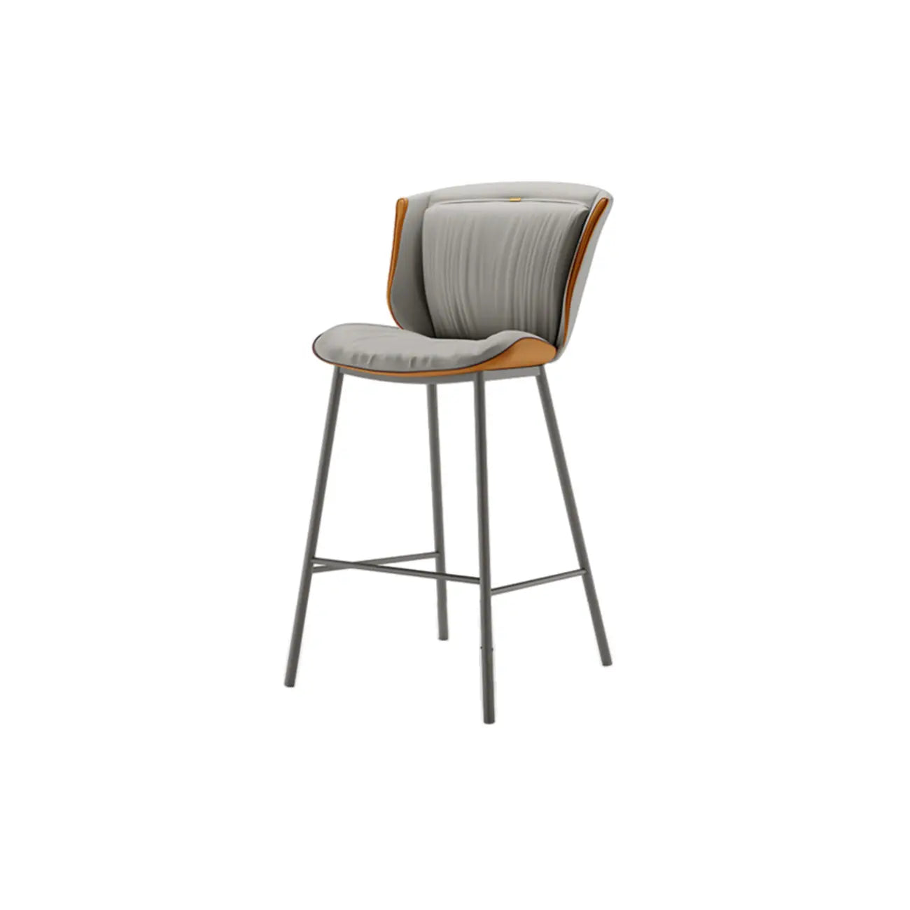Tabouret de bar moderne de luxe avec coussin trapézoïdal, revêtement en microfibre et acier au carbone