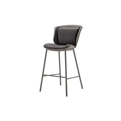 Tabouret de bar moderne de luxe avec coussin trapézoïdal, revêtement en microfibre et acier au carbone