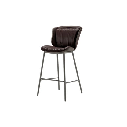 Tabouret de bar moderne de luxe avec coussin trapézoïdal, revêtement en microfibre et acier au carbone