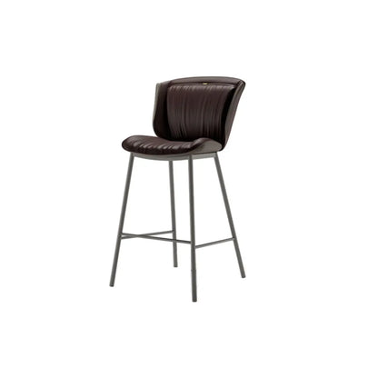 Tabouret de bar moderne de luxe avec coussin trapézoïdal, revêtement en microfibre et acier au carbone
