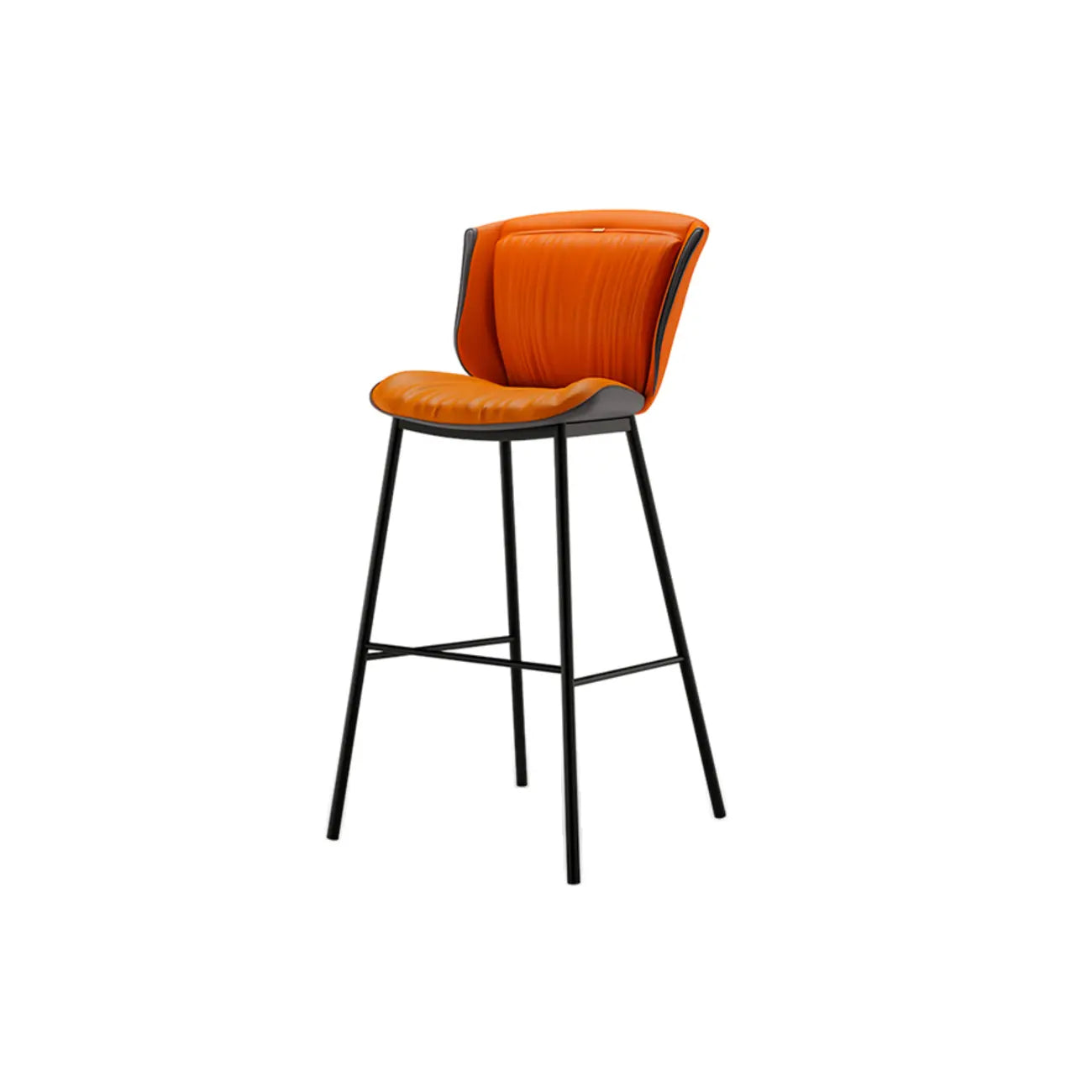 Tabouret de bar moderne de luxe avec coussin trapézoïdal, revêtement en microfibre et acier au carbone