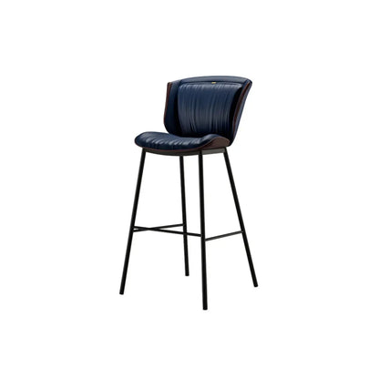 Tabouret de bar moderne de luxe avec coussin trapézoïdal, revêtement en microfibre et acier au carbone