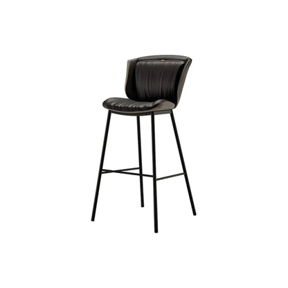 Tabouret de bar moderne de luxe avec coussin trapézoïdal, revêtement en microfibre et acier au carbone