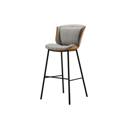 Tabouret de bar moderne de luxe avec coussin trapézoïdal, revêtement en microfibre et acier au carbone