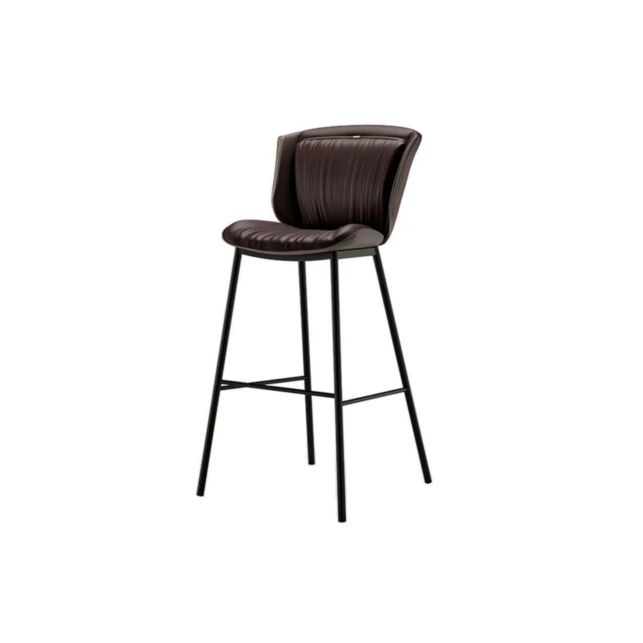 Tabouret de bar moderne de luxe avec coussin trapézoïdal, revêtement en microfibre et acier au carbone