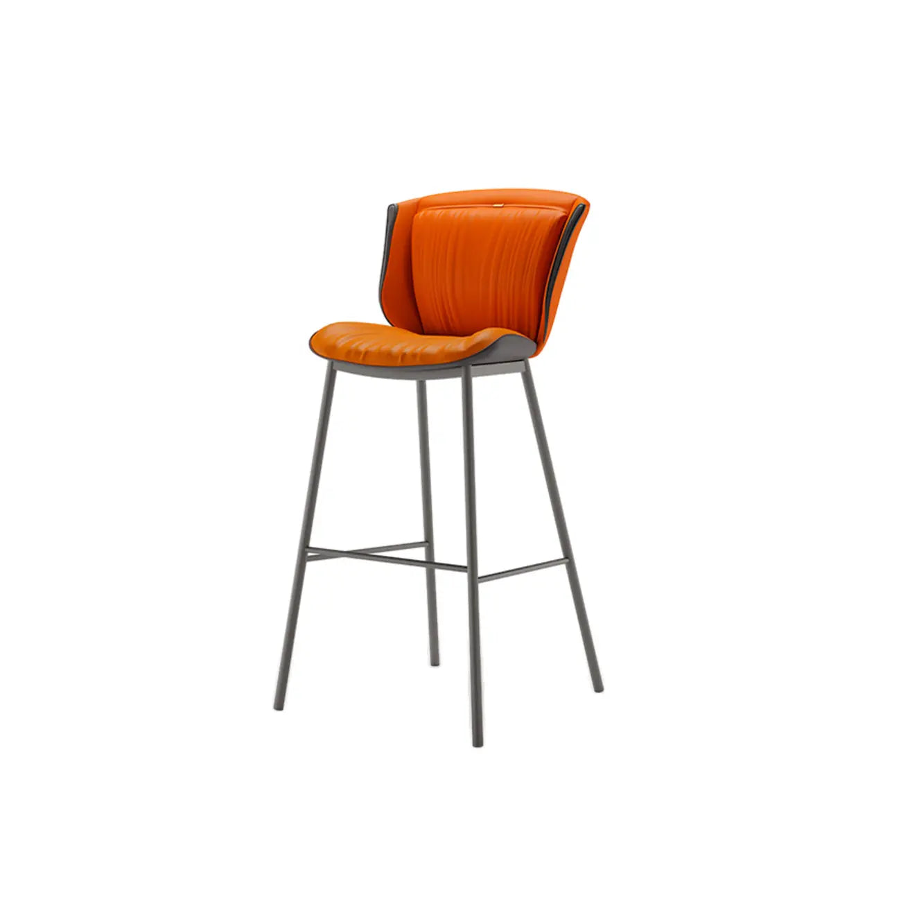 Tabouret de bar moderne de luxe avec coussin trapézoïdal, revêtement en microfibre et acier au carbone