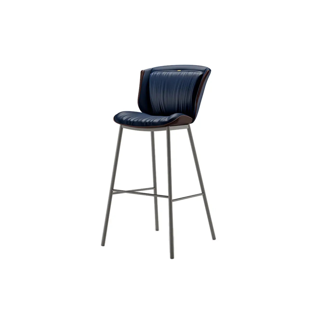 Tabouret de bar moderne de luxe avec coussin trapézoïdal, revêtement en microfibre et acier au carbone