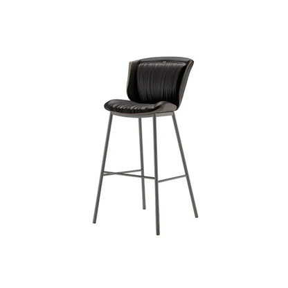 Tabouret de bar moderne de luxe avec coussin trapézoïdal, revêtement en microfibre et acier au carbone