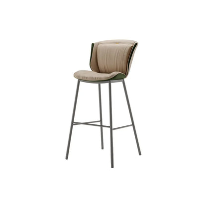 Tabouret de bar moderne de luxe avec coussin trapézoïdal, revêtement en microfibre et acier au carbone