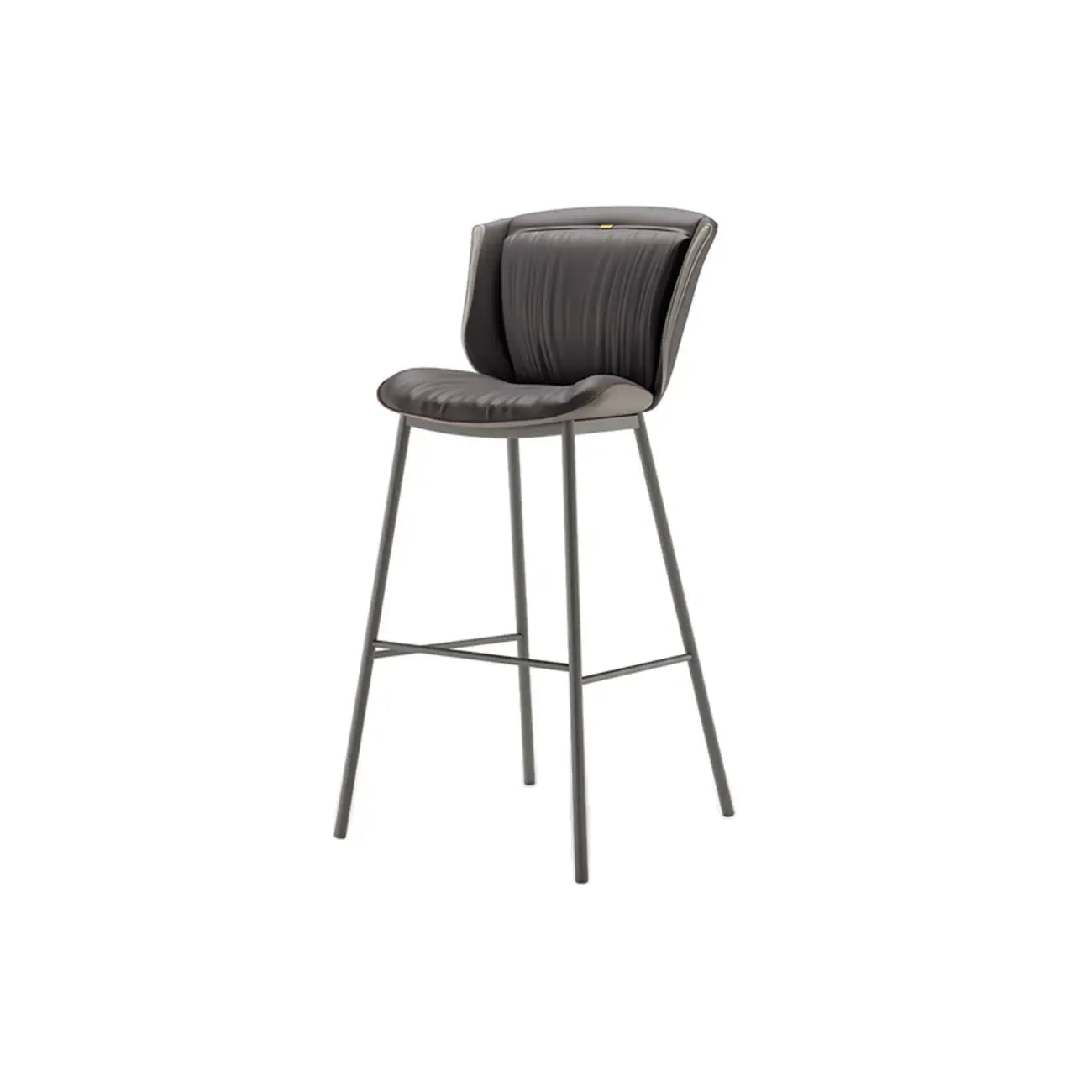 Tabouret de bar moderne de luxe avec coussin trapézoïdal, revêtement en microfibre et acier au carbone