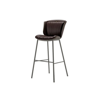 Tabouret de bar moderne de luxe avec coussin trapézoïdal, revêtement en microfibre et acier au carbone