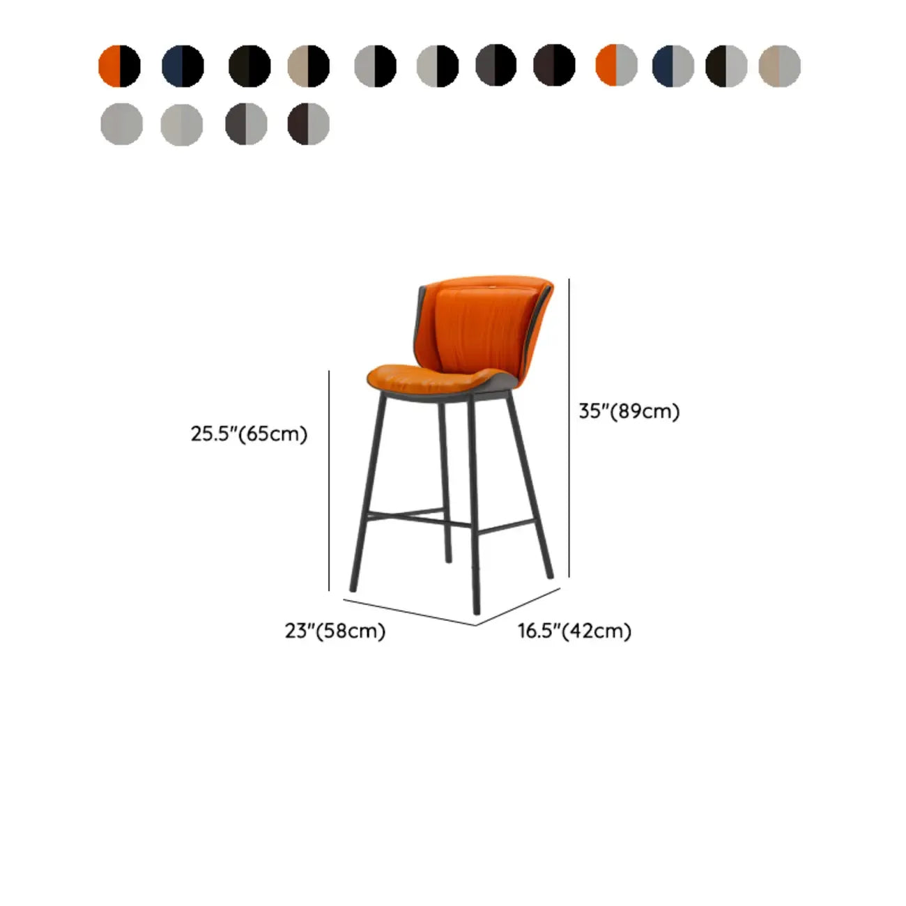 Tabouret de bar moderne de luxe avec coussin trapézoïdal, revêtement en microfibre et acier au carbone