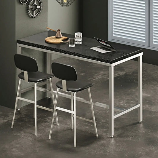 Tabourets de bar industriels en similicuir avec structure en métal et dossier