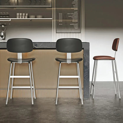 Tabourets de bar industriels en similicuir avec structure en métal et dossier