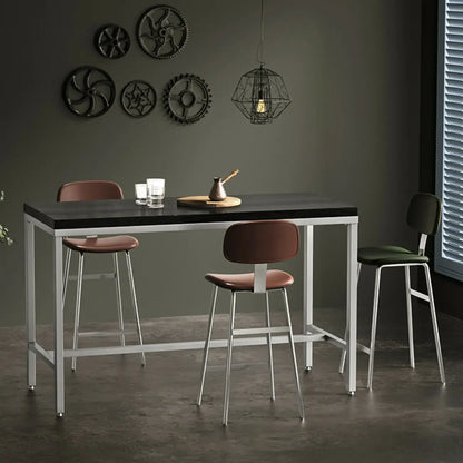 Tabourets de bar industriels en similicuir avec structure en métal et dossier