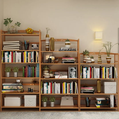 Bibliothèque verticale élégante en bambou naturel à dos ouvert