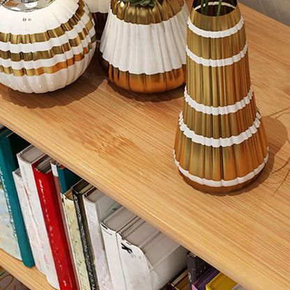 Bibliothèque verticale élégante en bambou naturel à dos ouvert