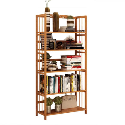 Bibliothèque verticale élégante en bambou naturel à dos ouvert
