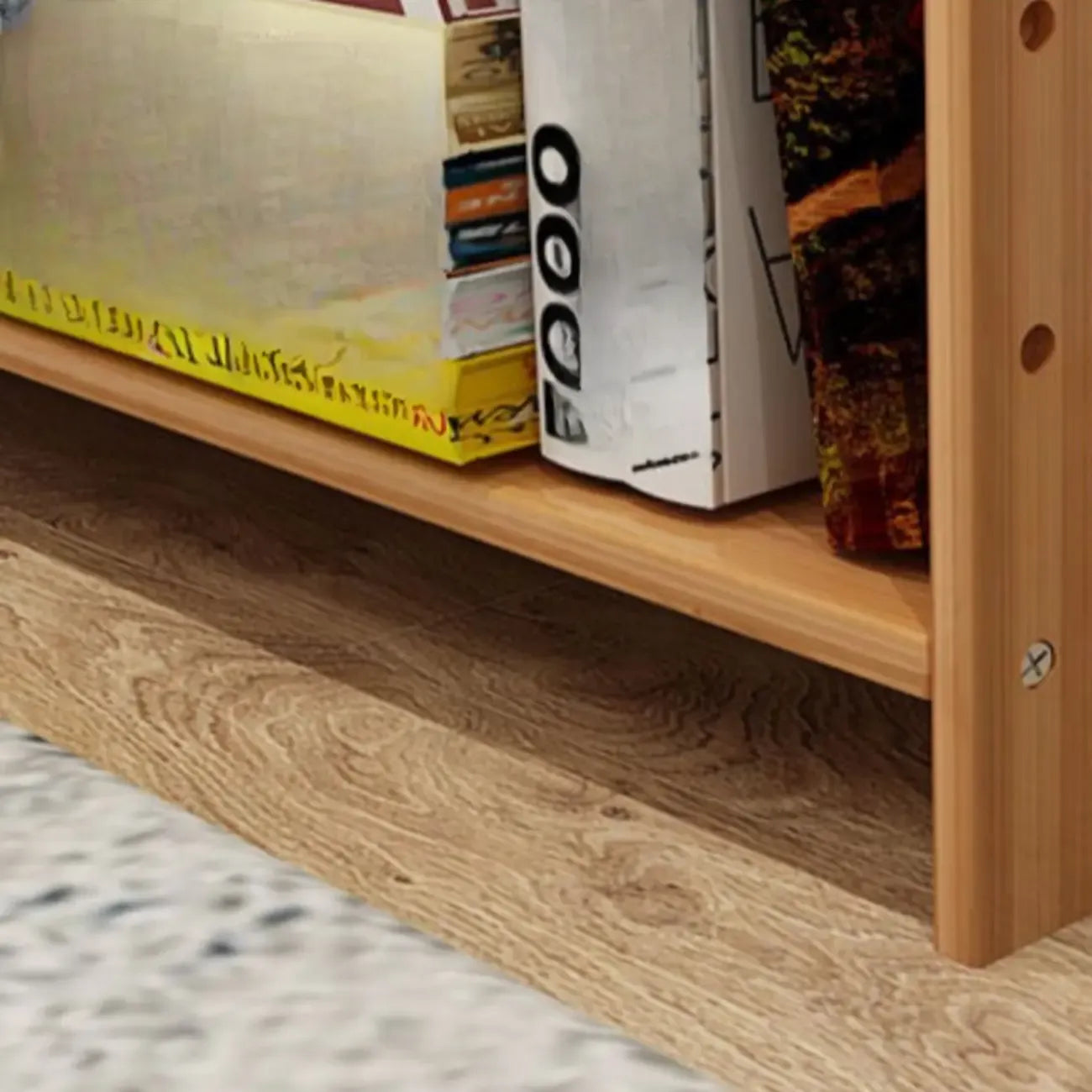 Bibliothèque verticale élégante en bambou naturel à dos ouvert