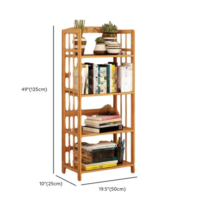 Bibliothèque verticale élégante en bambou naturel à dos ouvert