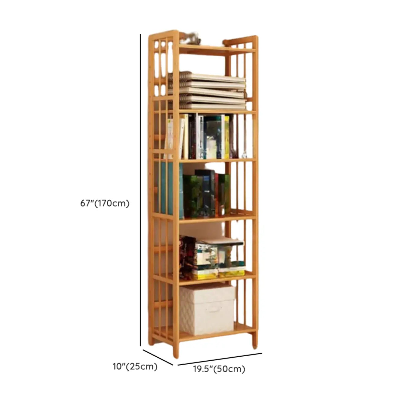 Bibliothèque verticale élégante en bambou naturel à dos ouvert