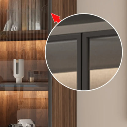 Bibliothèque moderne à 5 étagères en noyer avec porte vitrée