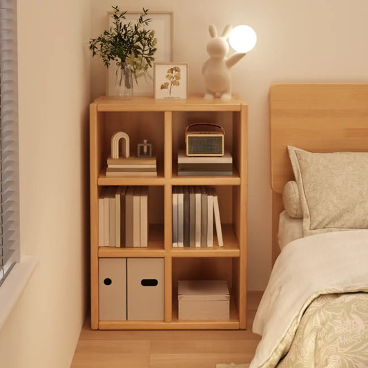 Étagère horizontale en bois naturel à 6 cubes