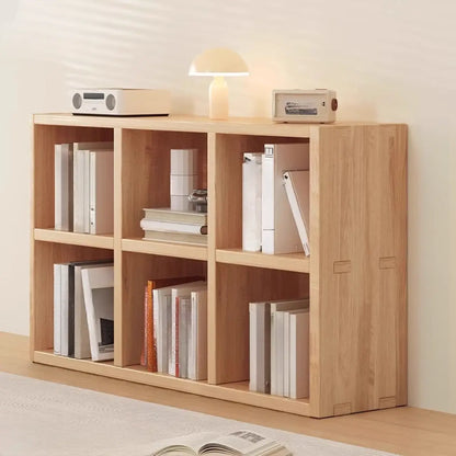 Étagère horizontale en bois naturel à 6 cubes