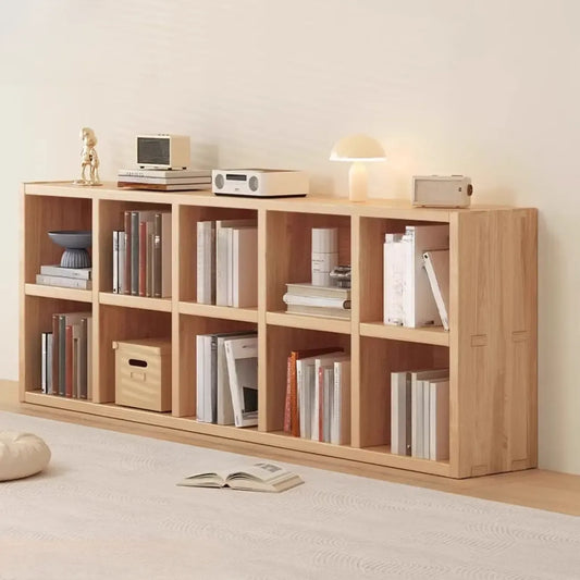 Étagère horizontale en bois naturel à 6 cubes