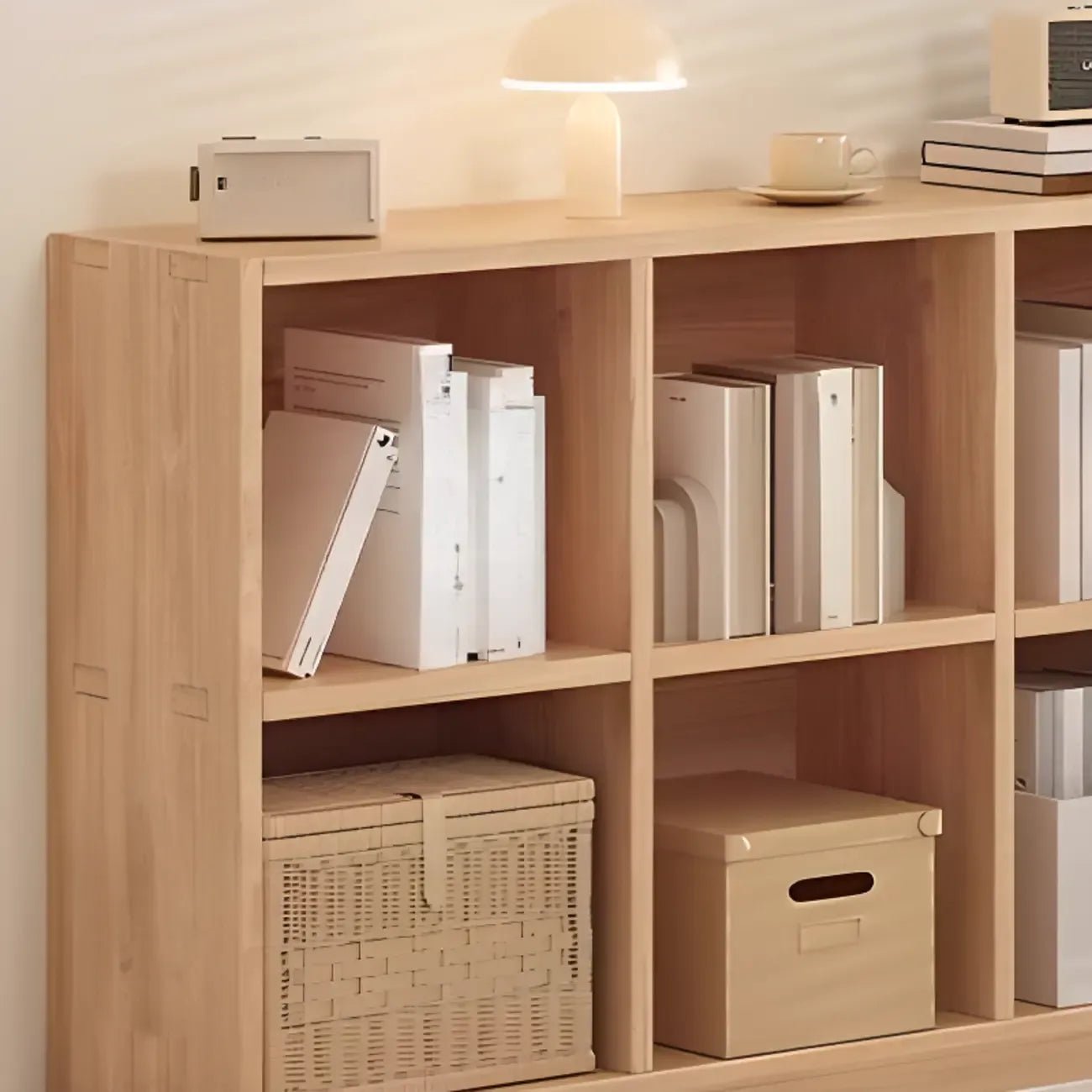 Étagère horizontale en bois naturel à 6 cubes