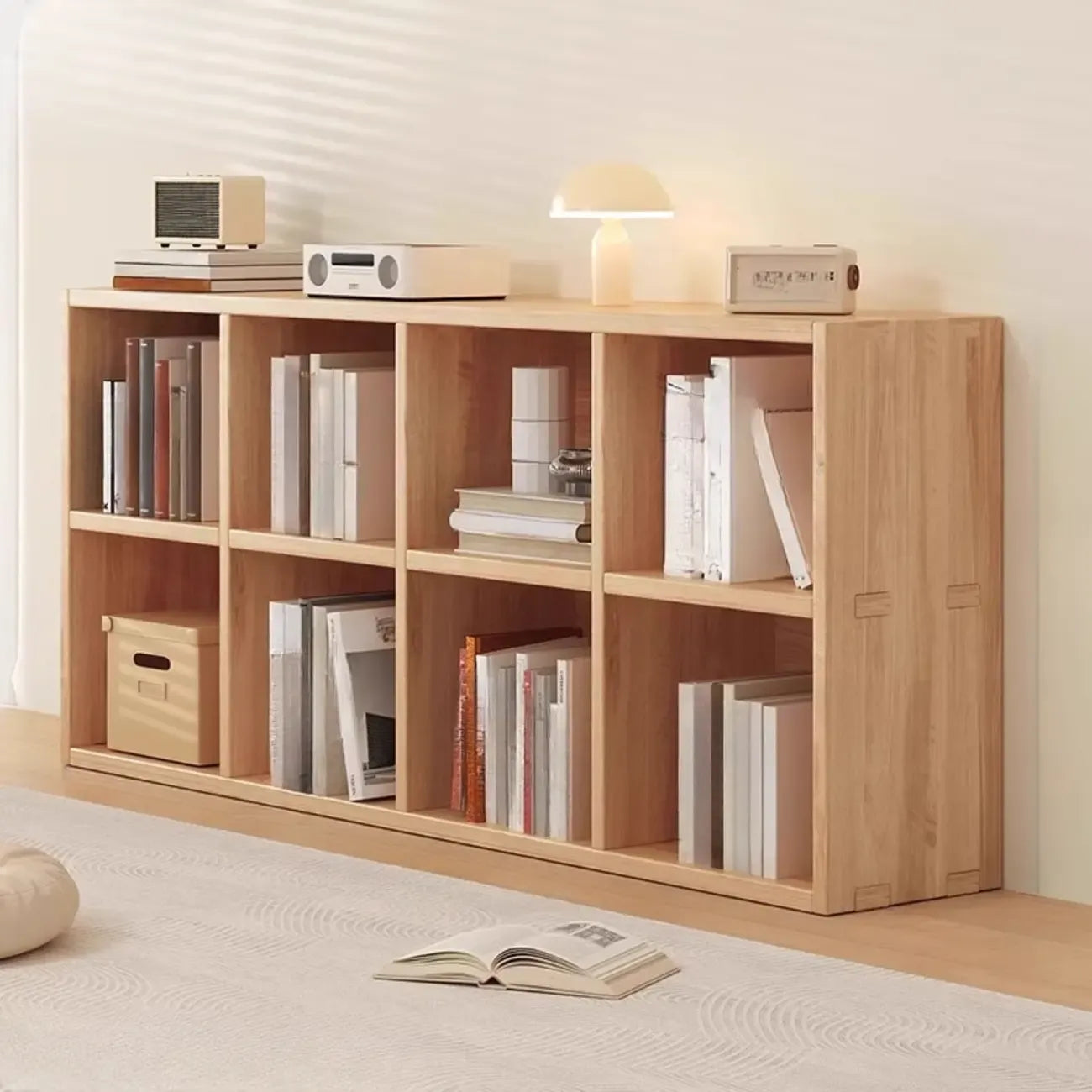 Étagère horizontale en bois naturel à 6 cubes