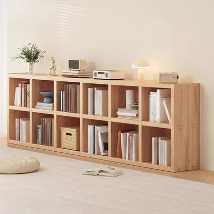 Étagère horizontale en bois naturel à 6 cubes