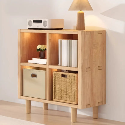 Étagère horizontale en bois naturel à 6 cubes